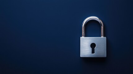 Naklejka premium Silver padlock placed against a royal blue background, sharp focus with soft lighting for a clean look.