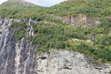 Majestic fjord landscape in serene afternoon light