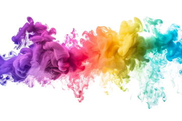 Colorful smoke explosion bomb isolated on transparent background