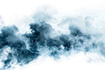 Dense smoke fog in area isolated on transparent background