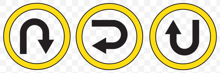 go straight this way one way only u turn left and right black arrow sign vector illustration. EPS 10.