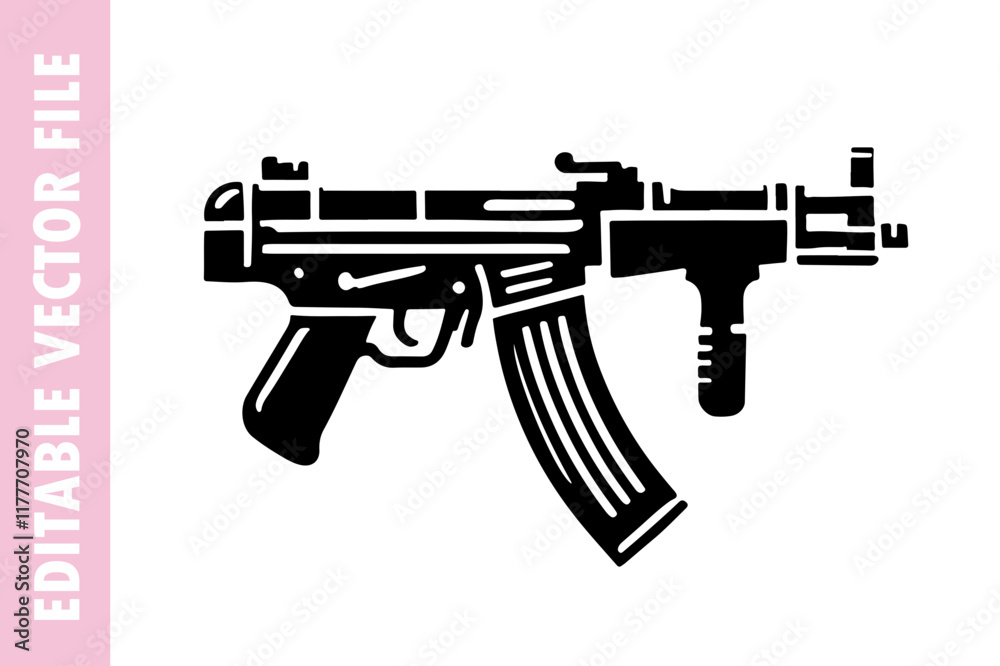 Wall mural illustration of a gun, gun vector design silhouette 