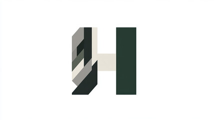 Fototapeta premium Vector letter H logo. Grey and green versions of the logo H.