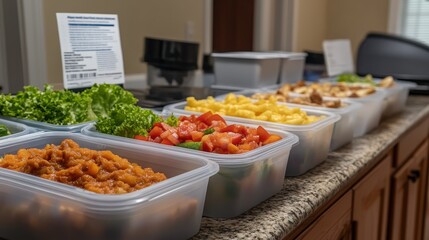 Fresh Meal Prep Containers with Colorful Ingredients on Counter