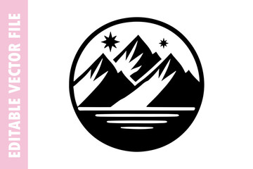 icon, mountain round vector design 