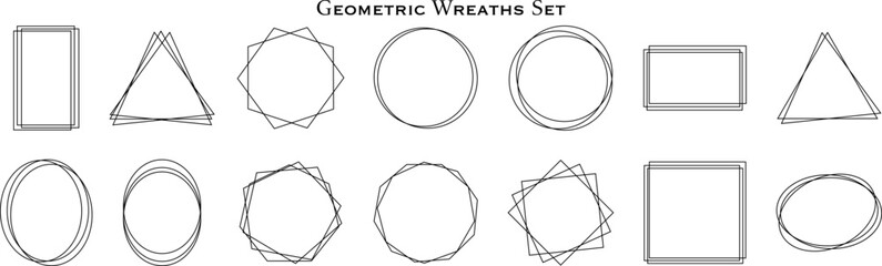 Geometric icons set. Geometric wreaths, frames, shapes. New vector collection. Web illustration.