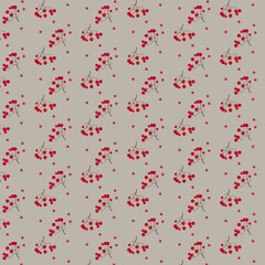 Christmas pattern on beige background. Poinsettia flower. Vector background. Christmas greeting, postcard.