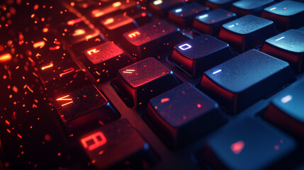 Computer keyboard, close-up button of the flag of South Korea. 3D render of a laptop keyboard
