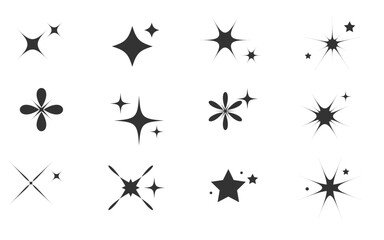 Sparkling stars vector icon set template, Flat vector sparkling image set