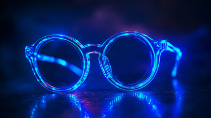 Glasses of blue glowing dots. Sunglasses vector illustration