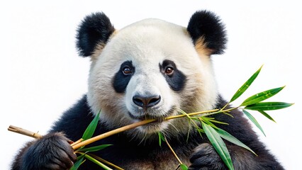 Fototapeta premium Serene Giant Panda Enjoying Bamboo - Adorable Wildlife Stock Photo