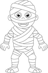 Halloween line artwork hand drawing coloring page for kids