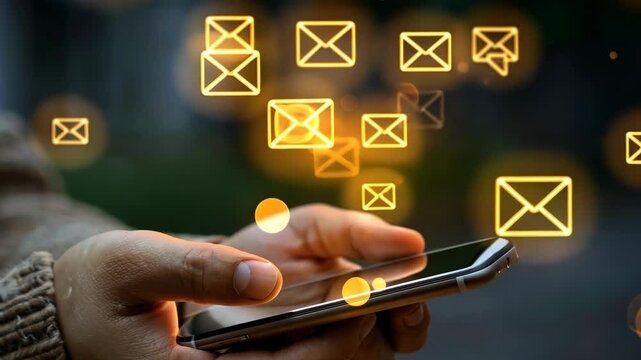 Engaging with digital communication while managing notifications on a smartphone during evening hours