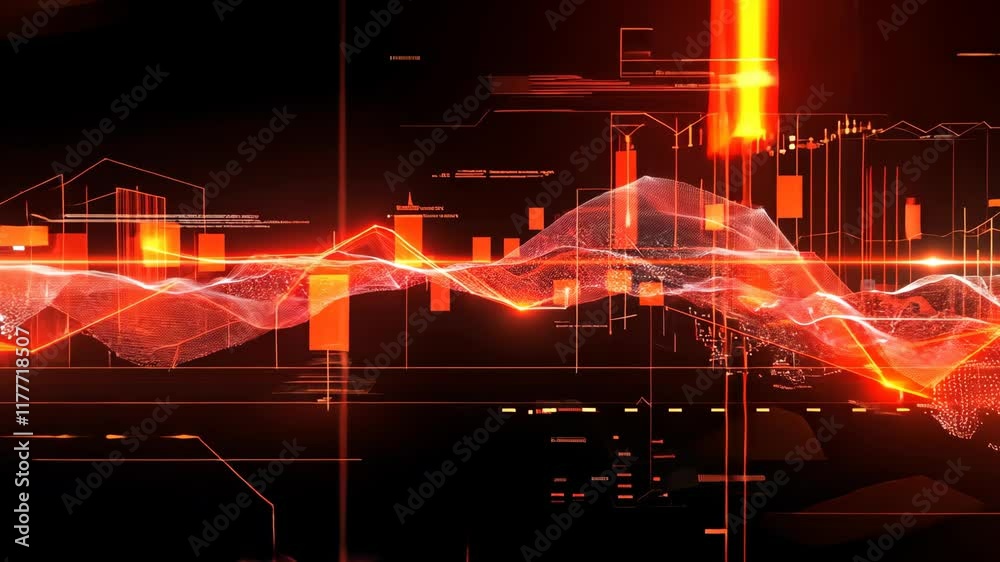 Poster exploration of dynamic digital waveforms in an abstract visual landscape