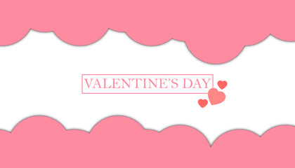 Illustration Valentine's Day background by Pink color papercutting Style