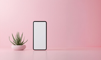 Balancing work-life in remote working a minimalist desk setup with smartphone and plant in modern home environment