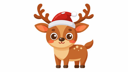 Cute Cartoon Reindeer with Big Brown Eyes and Spotted Fur – Adorable Holiday Animal Illustration