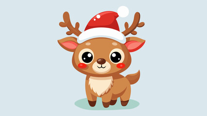 Cute Cartoon Reindeer with Big Brown Eyes and Spotted Fur – Adorable Holiday Animal Illustration