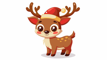 Cute Cartoon Reindeer with Big Brown Eyes and Spotted Fur – Adorable Holiday Animal Illustration