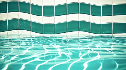 Obraz premium Refreshing turquoise water with gentle ripples reflecting a soothing tiled backdrop.