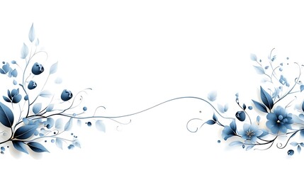 Elegant Blue Floral Design with Swirling Vines and Leaves