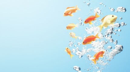 Colorful Fish Swimming Among Bubbles in Water