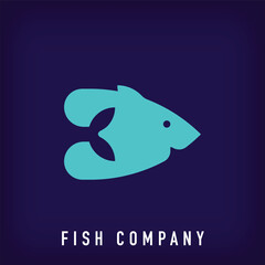 Unique tailed fish logo design. Seafood and fisherman for company