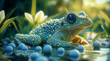 Frog of particles. The frog consists of small circles