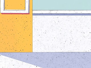 Vibrant Digital Illustration: Sunlit Minimalist Building Facade. AI Generated
