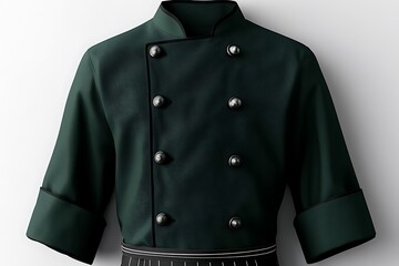 Naklejka premium Deep forest green chef uniform mockup set with an isolated design for culinary professionals