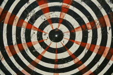 Weathered target with a black and red design is showing the importance of staying focused on a goal