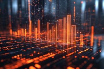 Fototapeta premium Abstract 3D Business Digital Concept, Generative AI