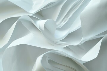 Abstract image of white sheets of paper forming smooth and elegant waves