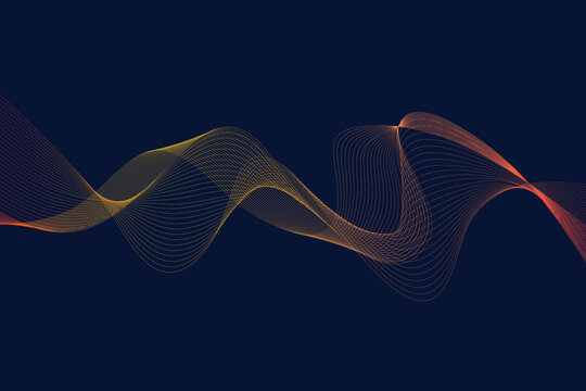 Abstract glowing wave lines on purple yellow background. Dynamic wave pattern. Modern flowing wavy lines. Futuristic concept. Suit for banner  poster  cover  brochure  flyer  website