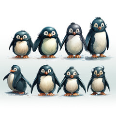 Fototapeta premium Cute Penguins Wearing Colorful Scarves By Generated AI