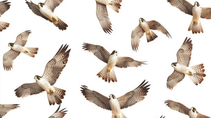 Obraz premium Vector seamless background of falcons. Chaotic falcons