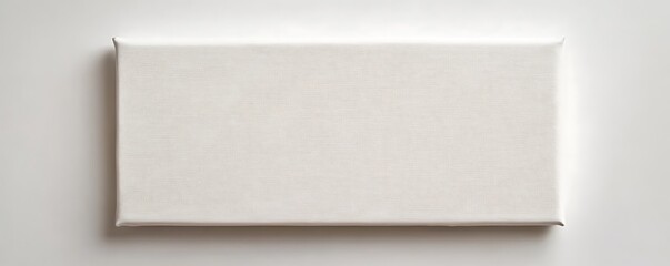 Horizontal blank fabric canvas stretched against pure white background