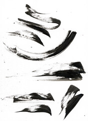 Art black ink mascara smear brushstroke painting blot. Abstract stain texture background.