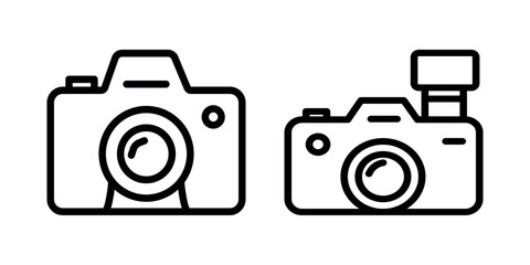 camera outline or line icon design bundle.