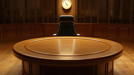 Elegant Conference Room with Wooden Table and Clock