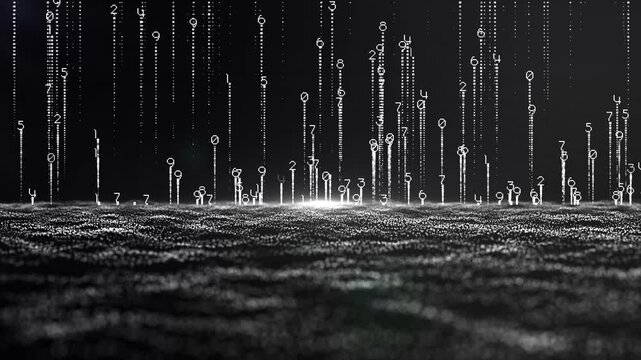 Digital Matrix Technology Binary Code Black and White Background