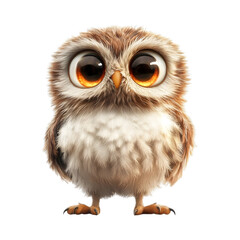 Fototapeta premium Adorable cartoon owl with big, expressive eyes. Perfect for children's books, websites, or social media.
