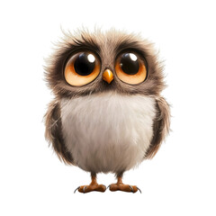 Adorable cartoon owl with big eyes, fluffy feathers, and small feet. Perfect for children's books, websites, or designs needing a cute, friendly mascot.