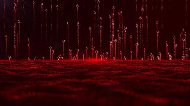 Digital Matrix Technology Binary Code Red Background
