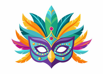 Colorful Carnival Mask with Vibrant Feathers – Mardi Gras Celebration Mask Art