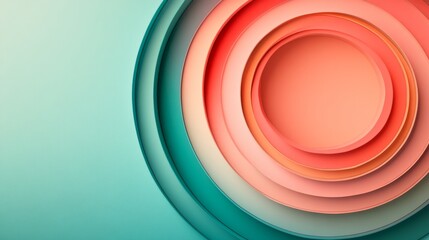 Obraz premium Abstract concentric circles in teal and coral tones