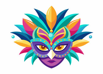 Colorful Carnival Mask with Vibrant Feathers – Mardi Gras Celebration Mask Art