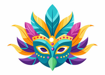 Colorful Carnival Mask with Vibrant Feathers – Mardi Gras Celebration Mask Art