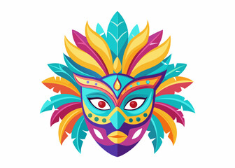 Colorful Carnival Mask with Vibrant Feathers – Mardi Gras Celebration Mask Art