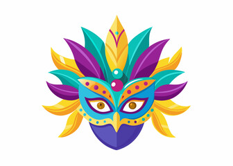 Colorful Carnival Mask with Vibrant Feathers – Mardi Gras Celebration Mask Art